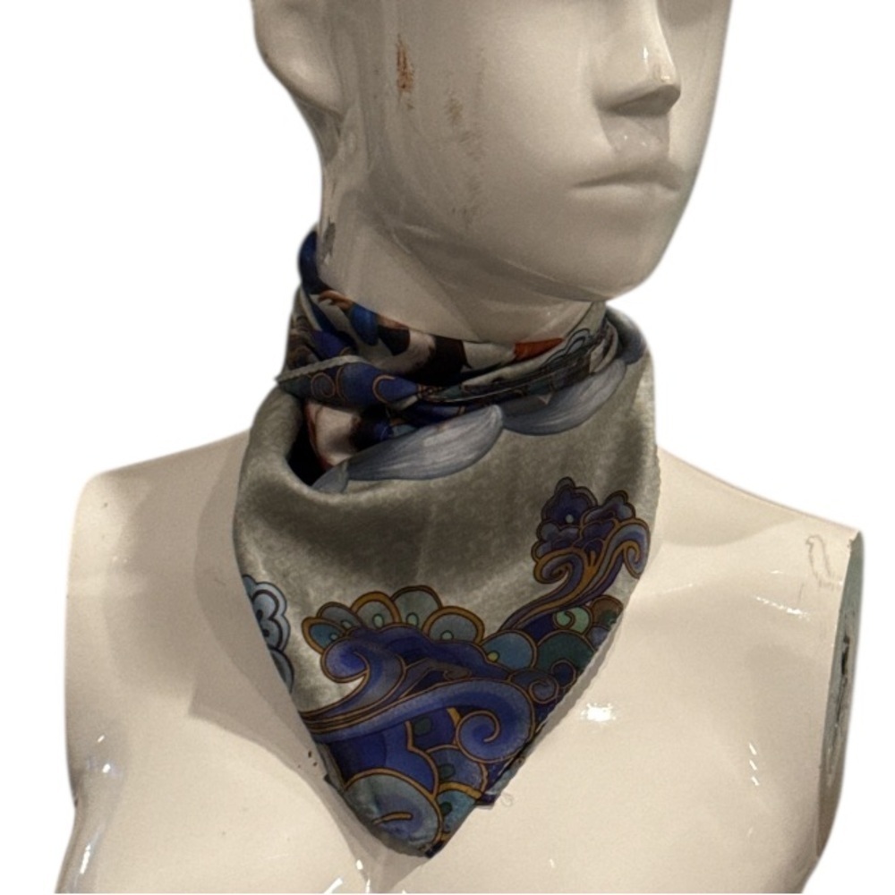Tencent Mogago Caves Colorful Vermilion Bird Pattern Silk Square Scarf Size OS - Picture 6 of 11
